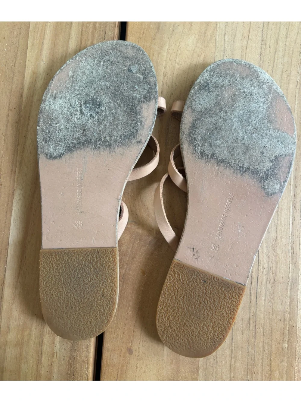 ANCIENT GREEK SANDALS Leather Armos Sandals Beige Leather Size 38